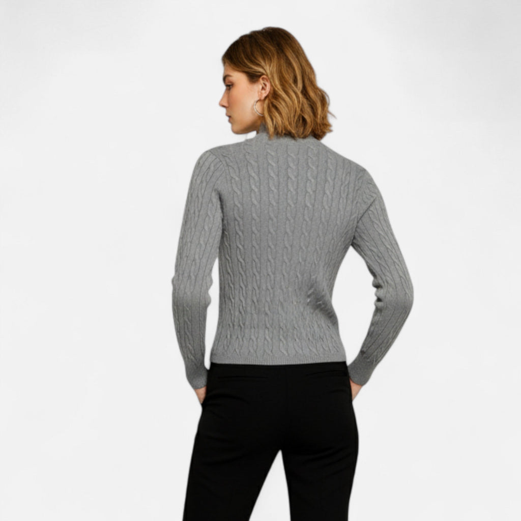 Cardigan Femme Col Roulé Zippé Élégant