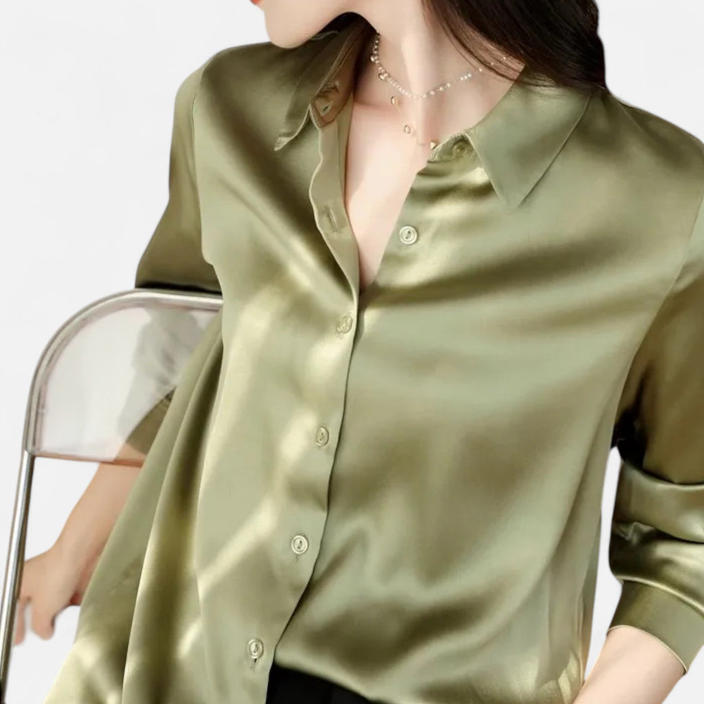 Blouse Femme Satin Col Classique Élégance