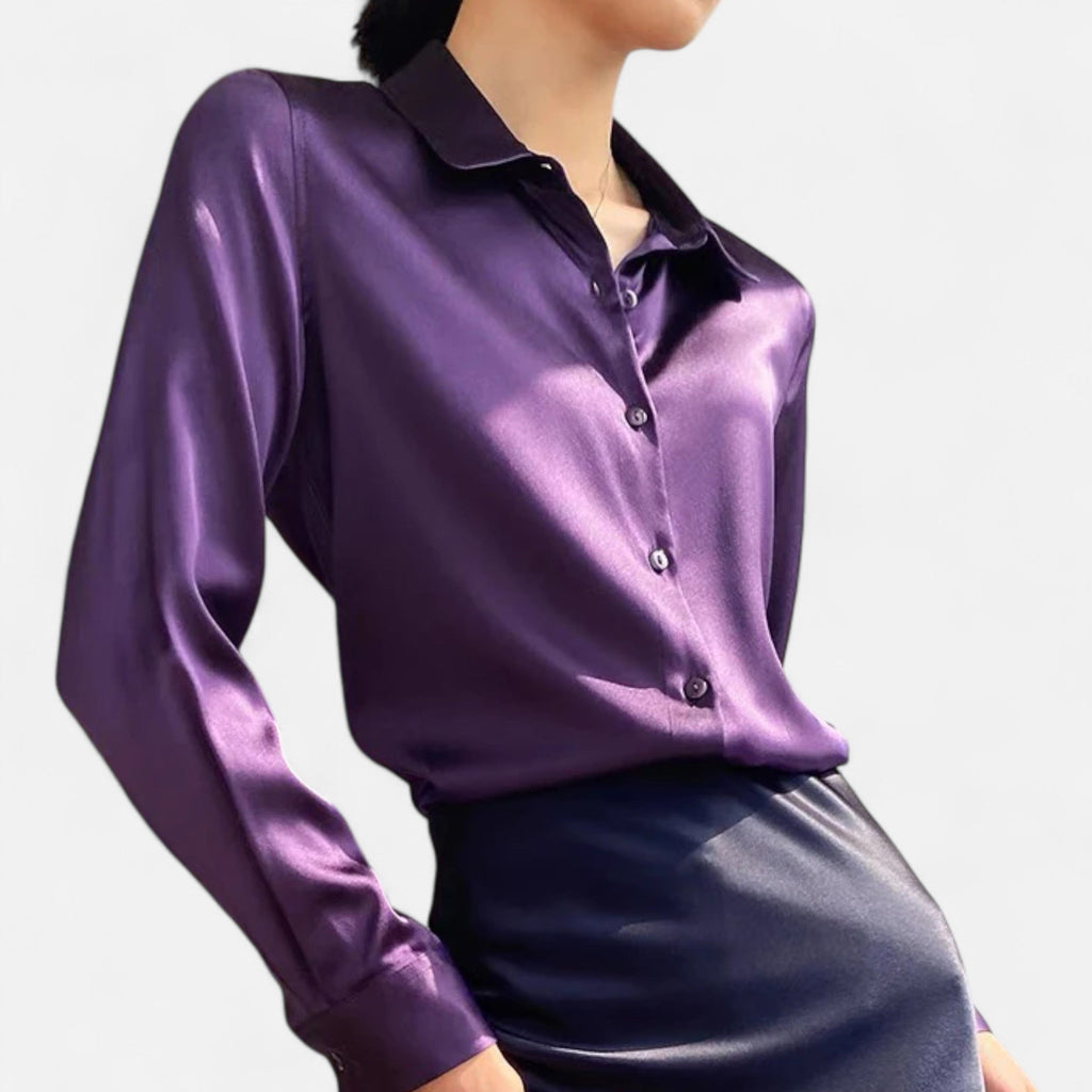 Blouse Femme Satin Col Classique Élégance