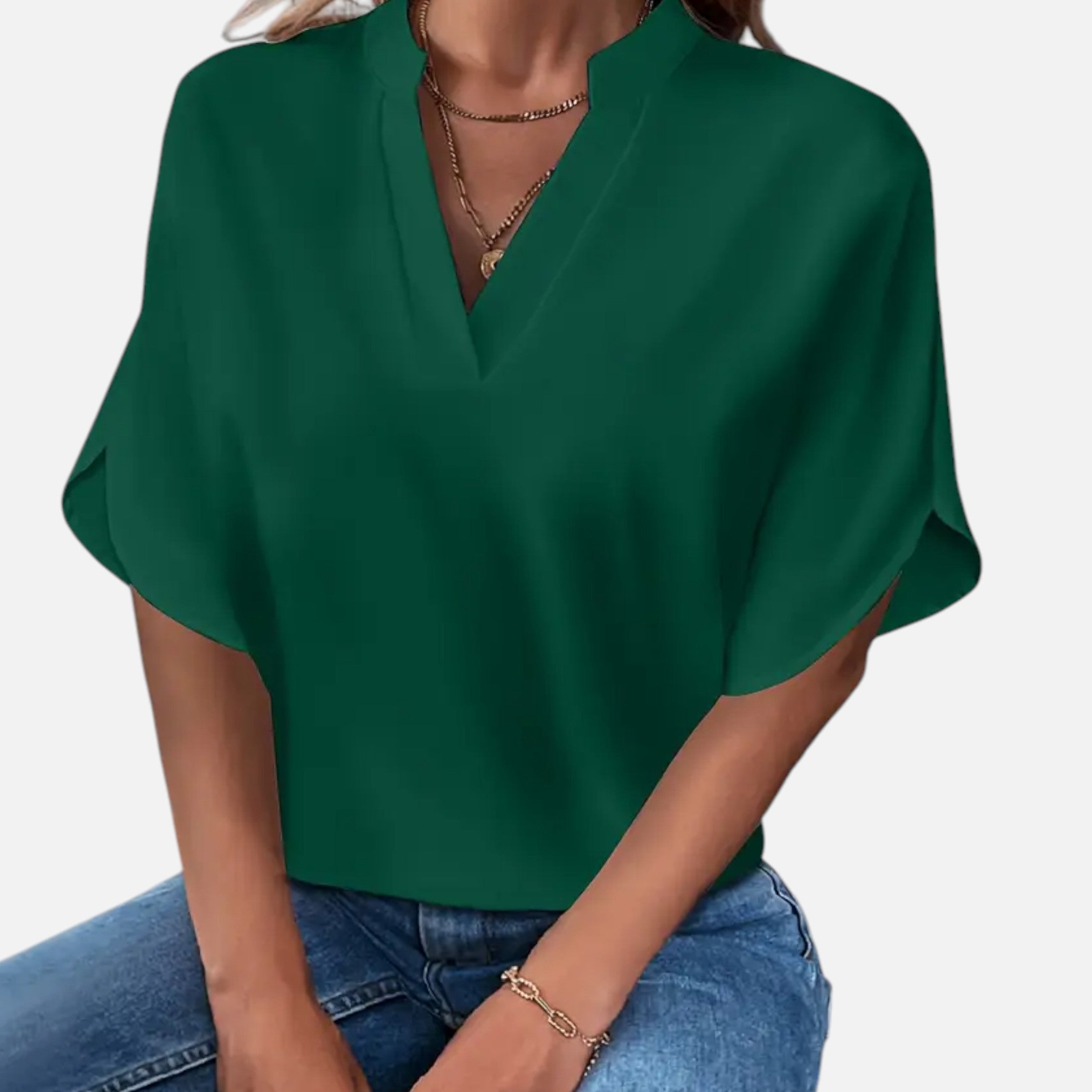 Blouse Femme Col Fendu Élégance Intemporelle