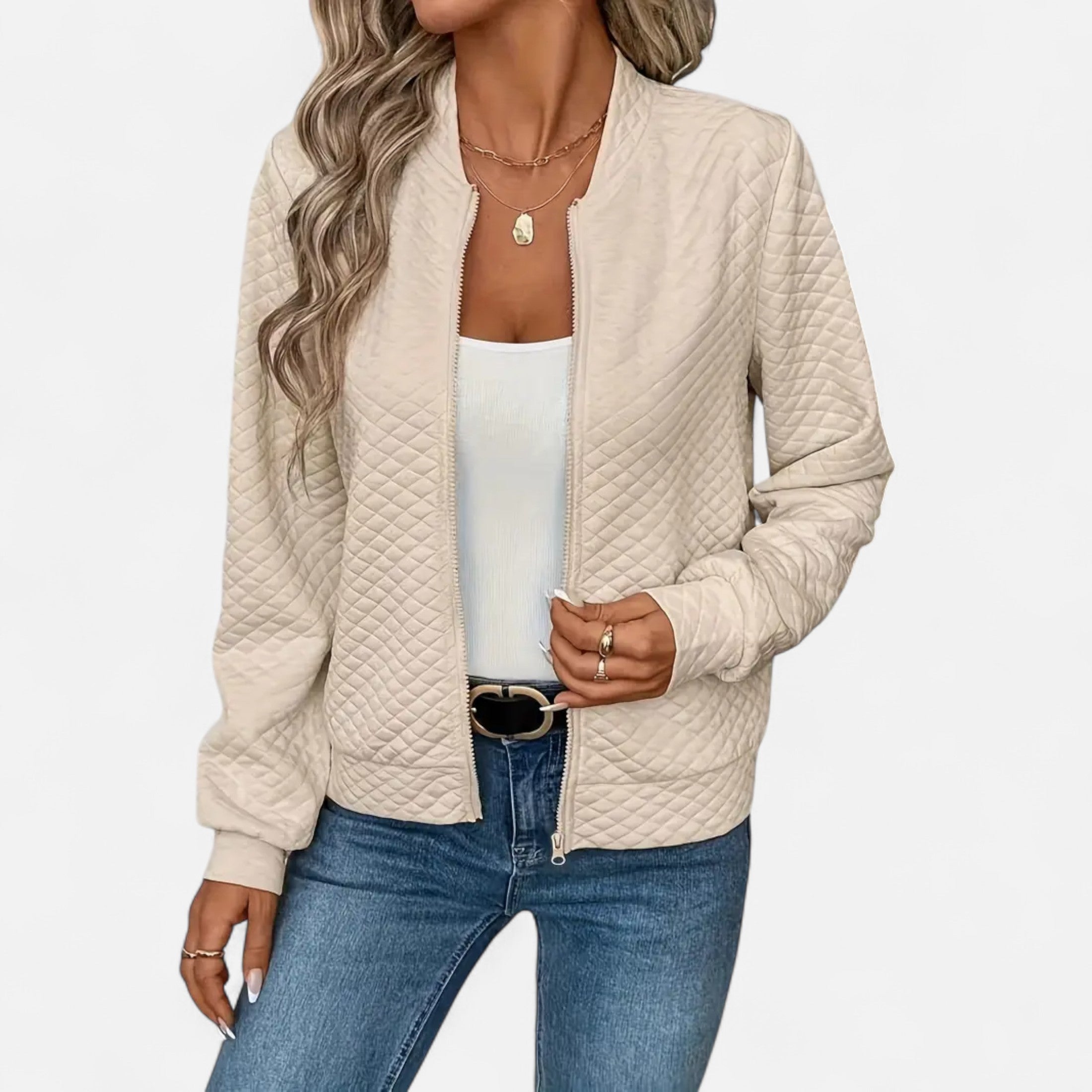 Veste Femme Matelassée Zippée Élégante