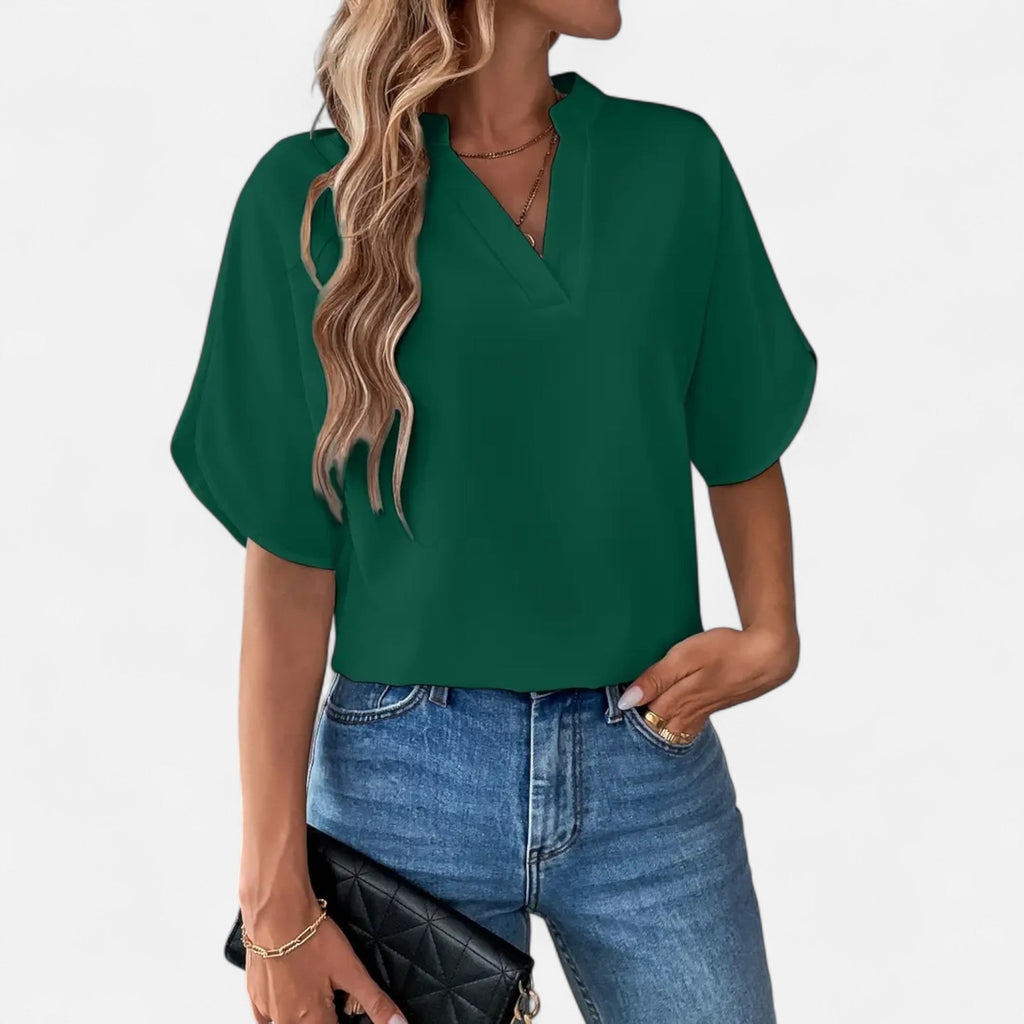 Blouse Femme Col Fendu Élégance Intemporelle