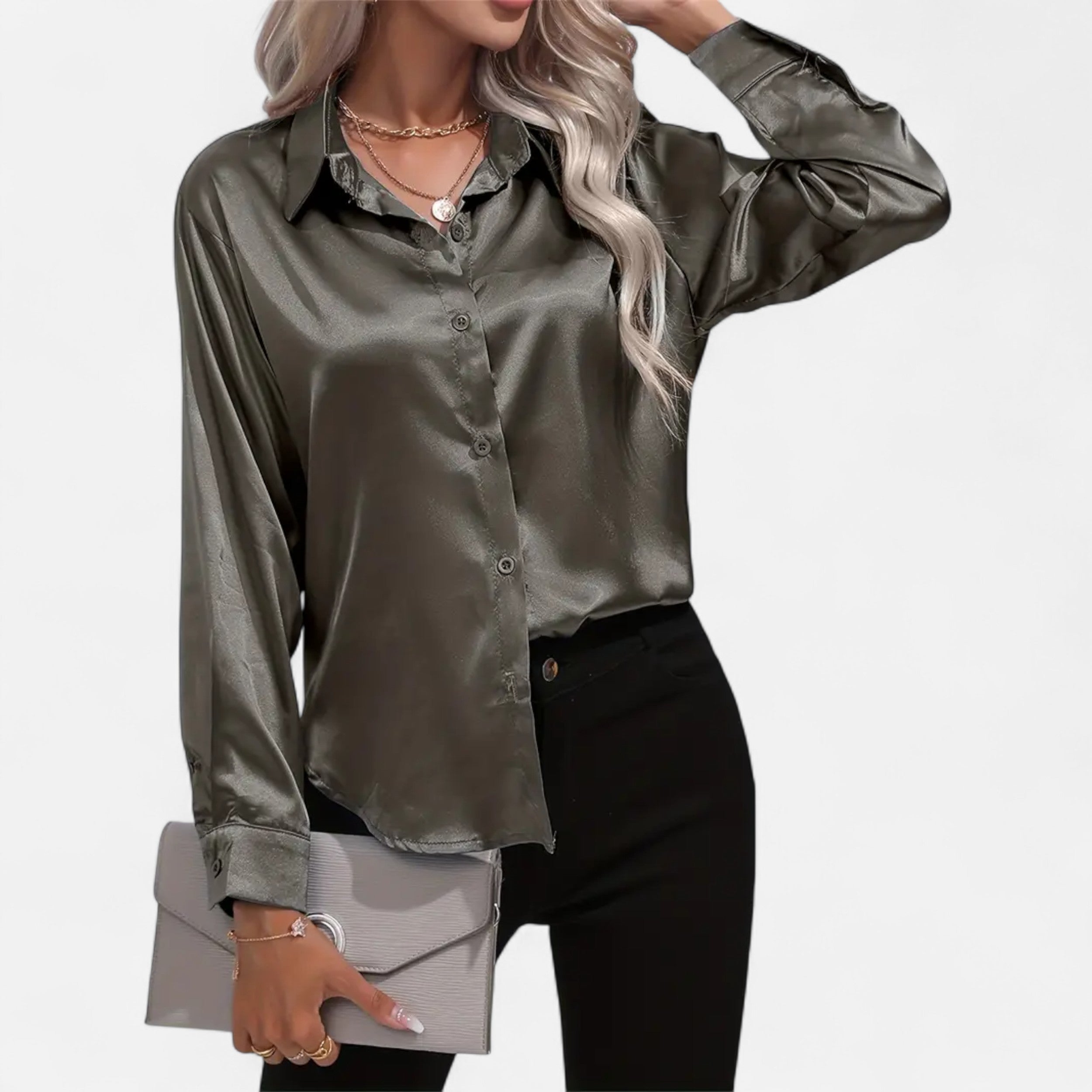 Chemise Femme Satin Col Tailleur Élégance